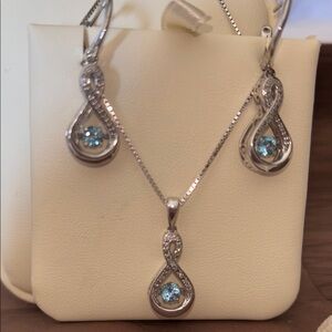 Sterling/Aquamarine Earrings and Necklace from “Jared - The Galleria of Jewelry”